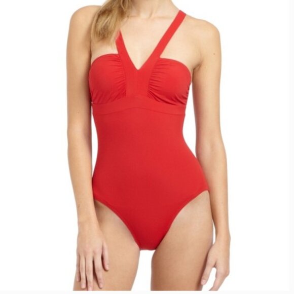 SPANX Other - SPANX Red V-Neck Shaping & Tummy Control One-Piece Swimsuit - 14